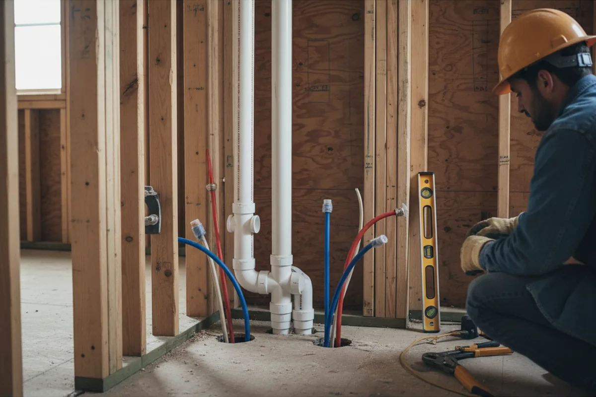 Drain and supply rough-in during Leak Detection in Crescent